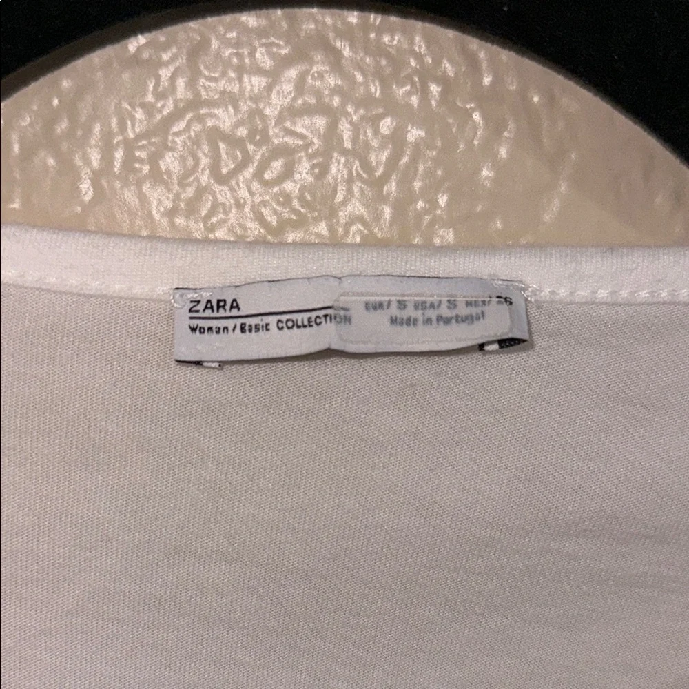 Zara Elegant White Sheer Lace Trim Top - Picture 2 of 6